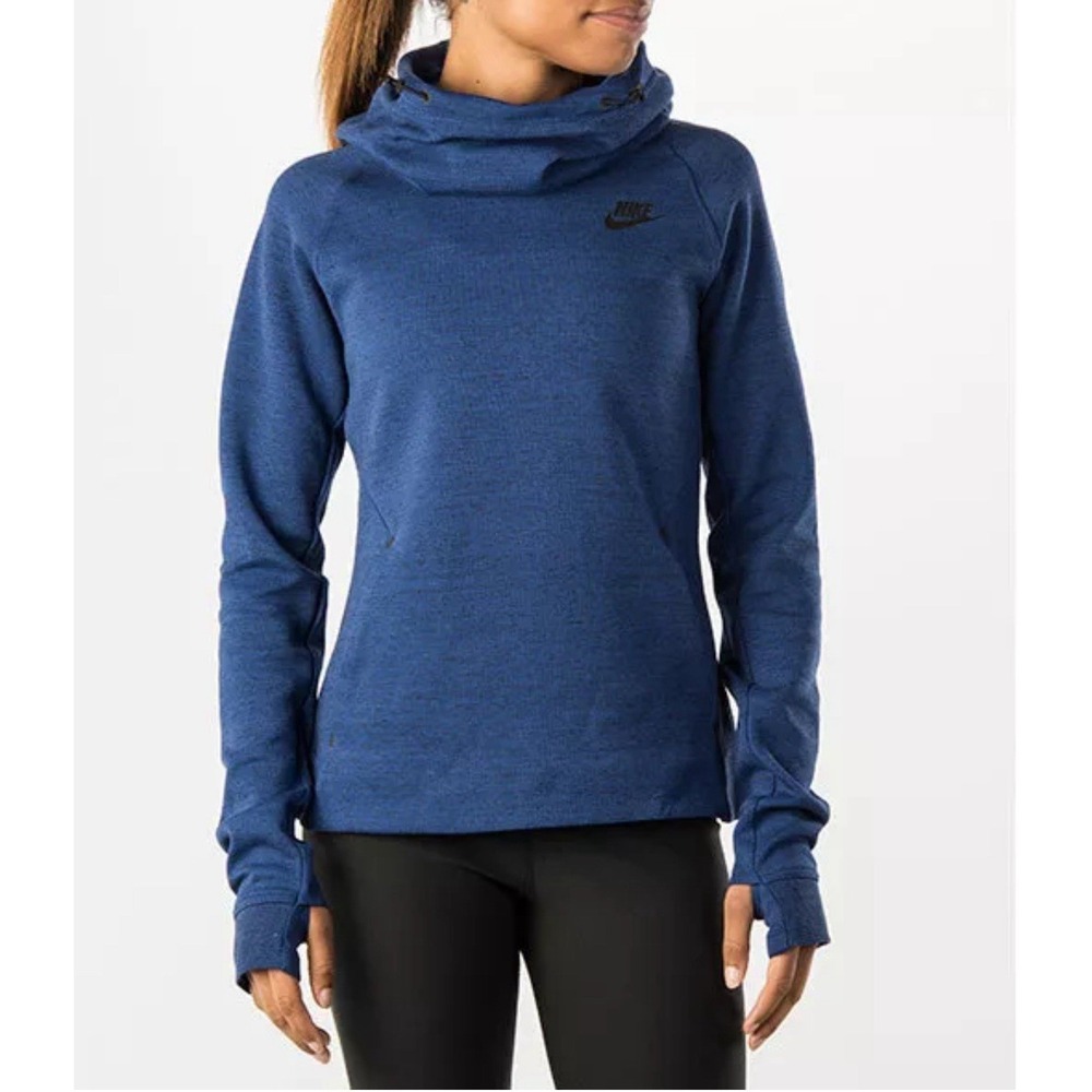 Nike Tech Fleece Hoodie 683798-455 Black Royal Blue Hoody Funnel / Women's Large